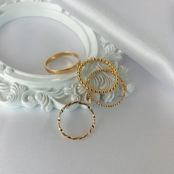 4pcs Gold Stacking Rings - Picture 7 of 9